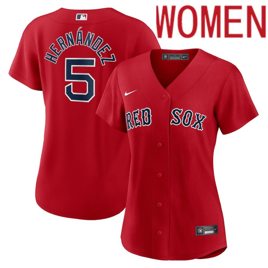 Women Boston Red Sox #5 Enrique Hernandez Nike Red Alternate Replica Player MLB Jersey->youth mlb jersey->Youth Jersey